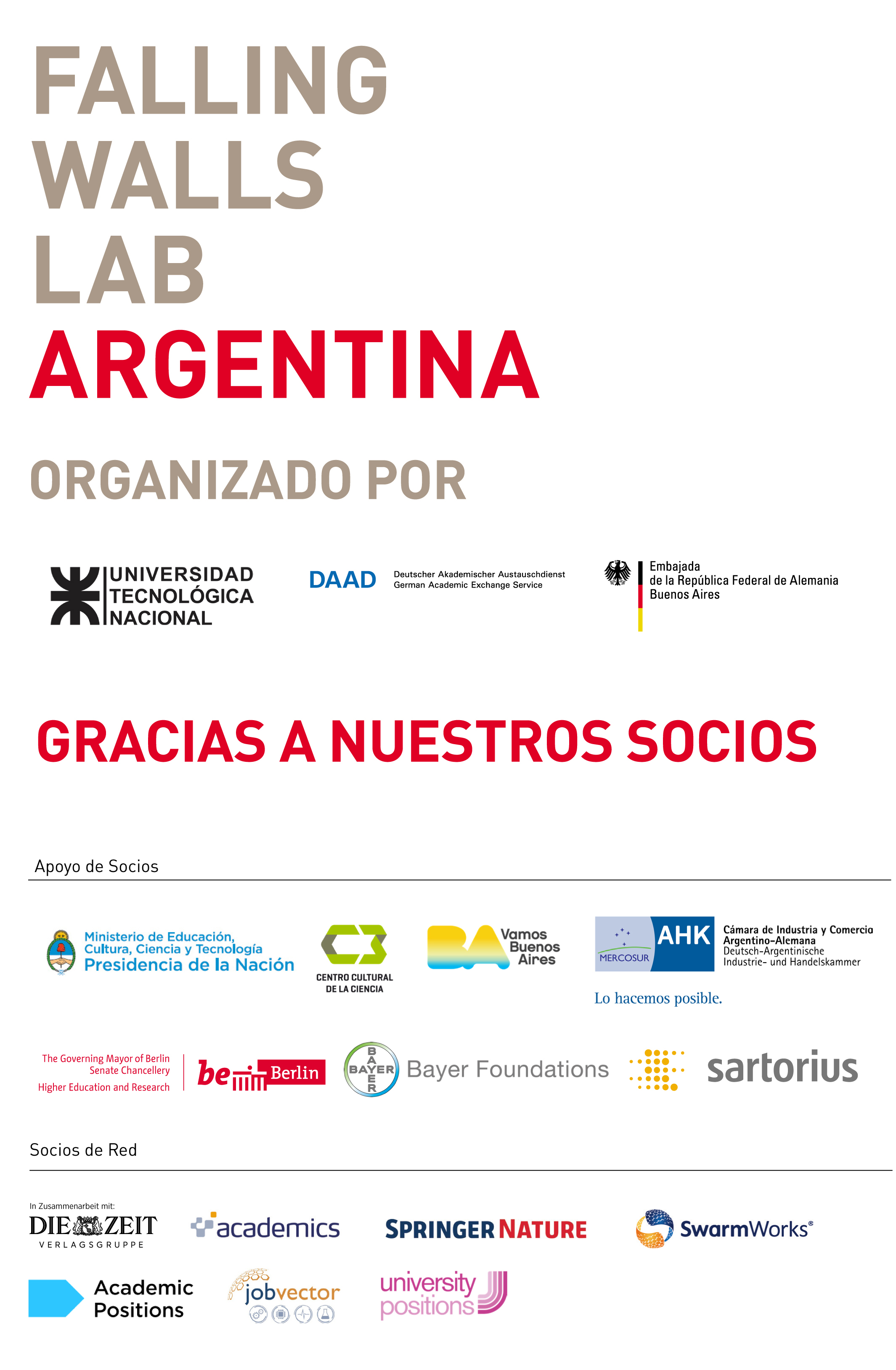 Falling Walls Lab Argentina 2019 - Organizadores, acompañantes, auspiciantes