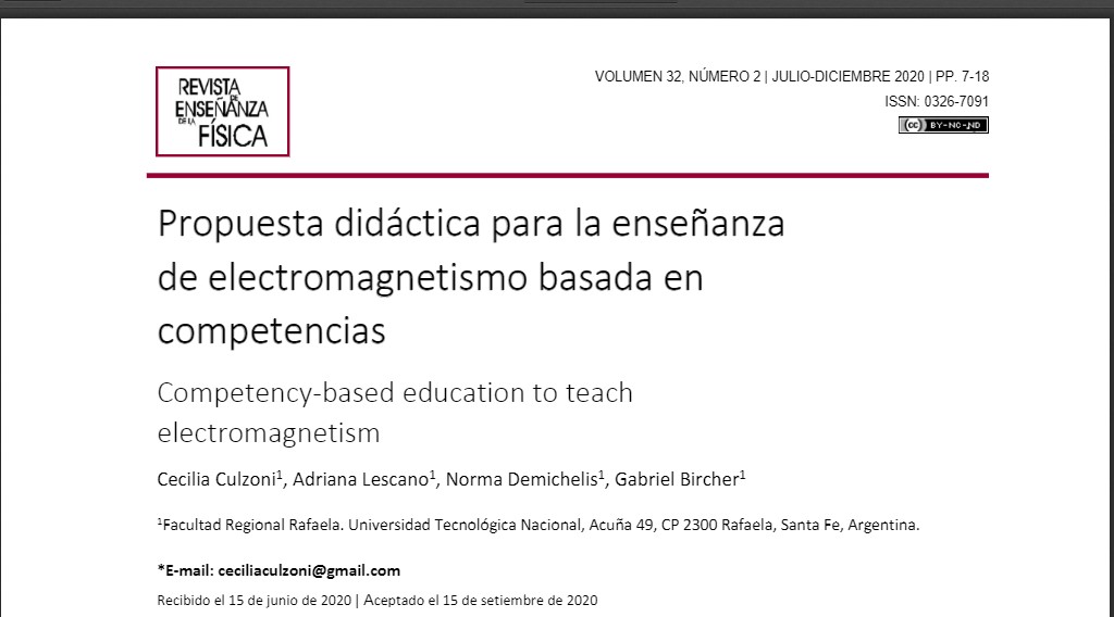 Propuesta didáctica para la enseñanza de electromagnetismo basada en competencias